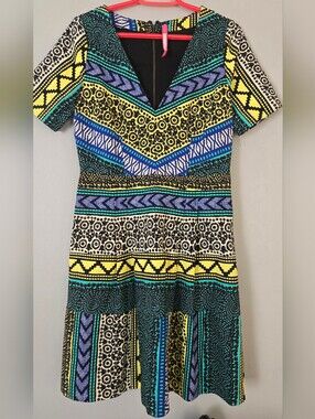 Plenty By Tracy Reese Multicolor Tribal Print Dress Size 10